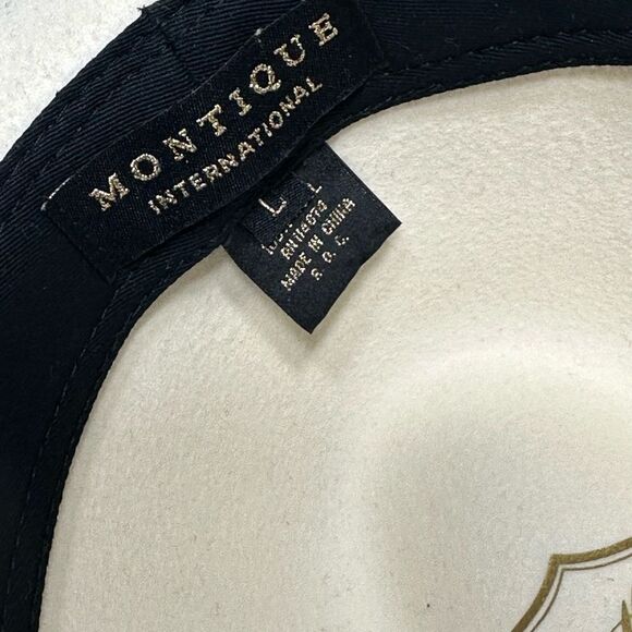 Montique White Color 2 1/2 Inch Wide Brim Wool Felt Hat SZ L PN 114874 - Picture 5 of 7